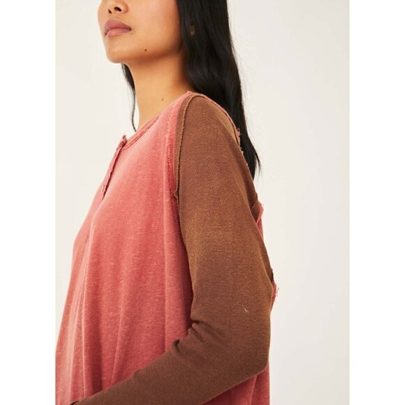 Free People Grand Slam 3/4 Tee / Red Clover Combo Tshirt Top NWOT S - Picture 4 of 6